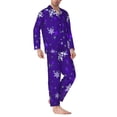 thumbnail image 2 of Daiia Dark Purple Snowflakes for Men's Long-Sleeved Pajama Set – Soft & Comfortable Sleepwear Button-Up Pajamas Cozy Lounge Wear-, 2 of 7