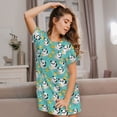 thumbnail image 3 of Sikiie Panda Bathing Print Women's Short-sleeved Nightdress, Round Neck Pullover Nightdress Pajamas Summer Home Wear, 3 of 6