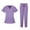 Purple, variant on Busydd Scrubs for Women Casual Solid Color Scrubs for Women Set Fashion V Neck Short Sleeve Scrub Tops and Drawstring Joggers 2 Piece Sets for Women Workwear Uniform M