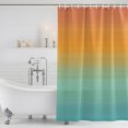 thumbnail image 6 of Small Stall Shower Curtain 48x72 Inch Narrow Half Size Burnt Orange Teal Striped Bath Curtains Bathroom Decor, Farmhouse Gradient Line Waterproof Fabric Shower Curtain Set with Hooks 48 Inch, 6 of 7