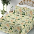 thumbnail image 3 of Ambesonne Springtime Fitted & Flat Sheet with Shams 4 Pcs Set, Watercolor Wild Flowers, King, Grey Yellow Hunter Green, 3 of 5