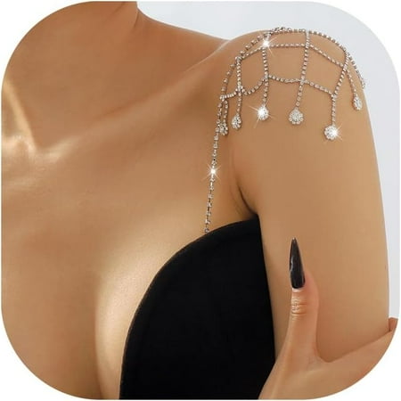 QIUYIDP 2Pcs Rhinestone Tassel Bra Straps Rhinestones Bra Shoulder Chain Jewelry Crystal Lingerie Straps Wedding Bridal Dress Rhinestone Body Chain for Women