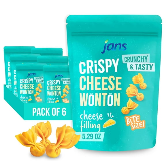 Jans Crispy Cheese Wonton with Cheese Filling, Crunchy Bite Size Snacks, 5.29 oz (Pack of 6)