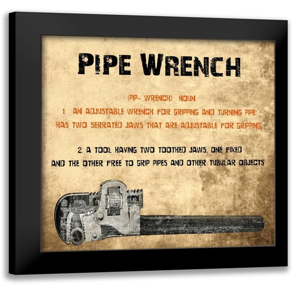 Lewis, Sheldon 12x12 Black Modern Framed Museum Art Print Titled - Pipe Wrench