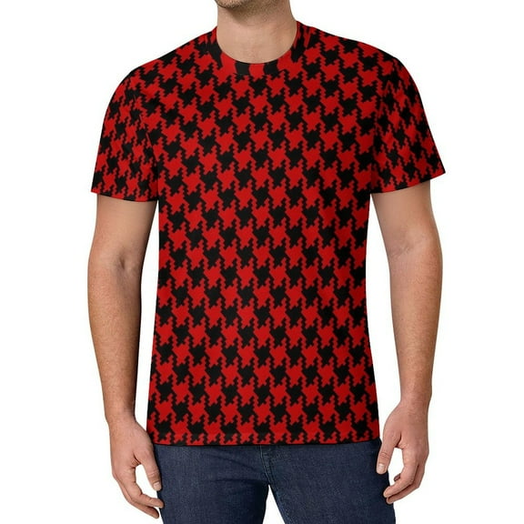 T Shirt For Men Houndstooth T-Shirt Black And Green Hippie Short Sleeve Pattern Tshirt Cheap Origina