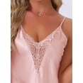 thumbnail image 5 of DARING DIVA Women's Satin Lace Trim Silky See Through V Neck Chemise XL Pink, 5 of 7