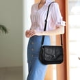 thumbnail image 1 of Bolso de hombro Hugo de cuero estilo Vintage bandolera informal de viaje negro, 1 of 7