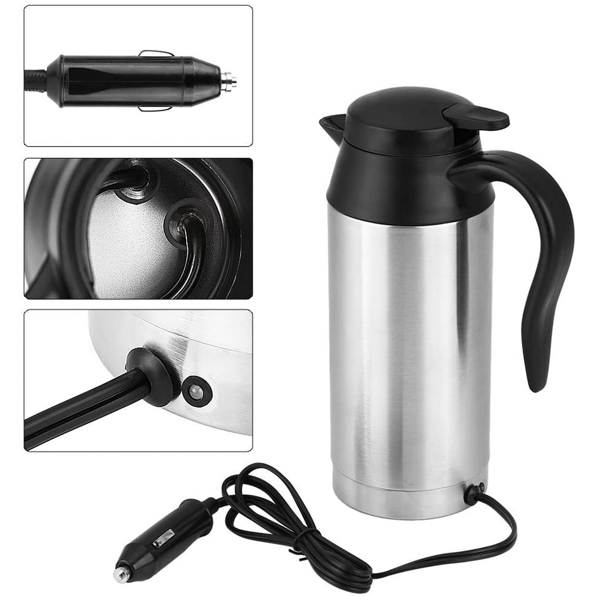 750ml Car Kettle Stainless Steel 12V Cigarette Lighter Travel Kettle For Water Coffee Drinks Heating Walmart