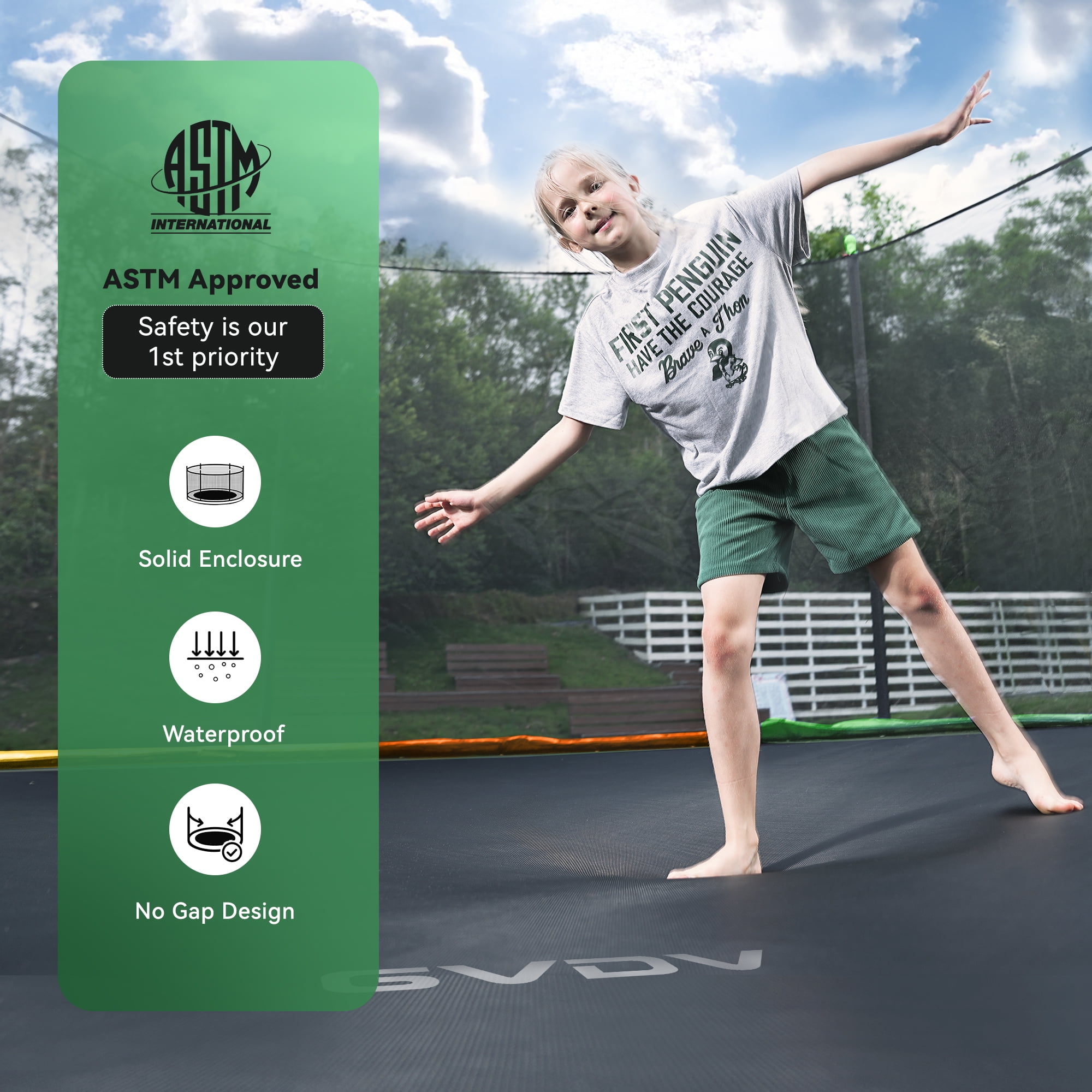 GVDV Outdoor Trampoline, 14' Backyard Recreational Trampoline with Enclosure for Kids & Adults