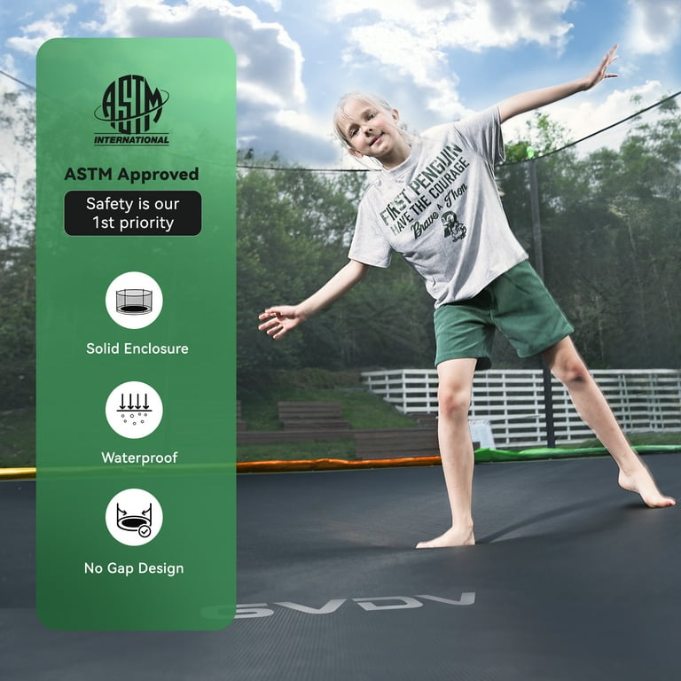 GVDV Outdoor Trampoline, 14' Backyard Recreational Trampoline with