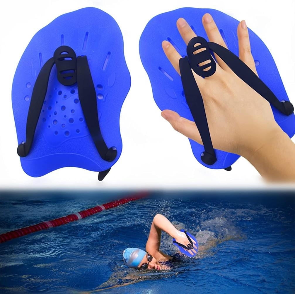 1 Pair Adjustable Swimming Training Hand Paddles Gloves Swim Gear Water Sports 