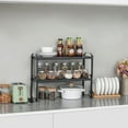 thumbnail image 5 of 2 Pack Expandable Cabinet Countertop Shelves, X-cosrack Stackable Cupboard Organizer Shelf Rack Adjustable 𝗟𝗲𝗻𝗴𝘁𝗵 and Height for Cabinet Kitchen Bathroom Pantry,Black, 5 of 8