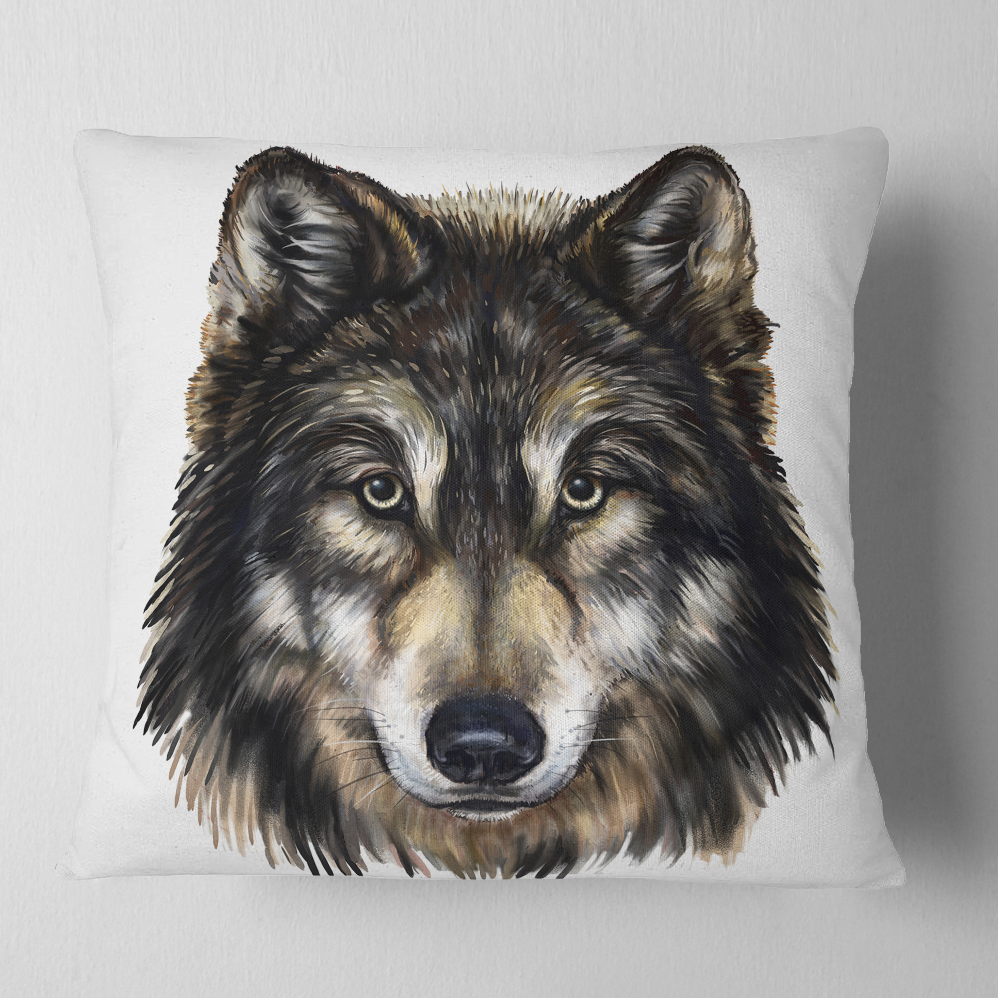 Designart Wolf Head - Animal Throw Pillow - 18x18