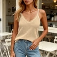 thumbnail image 2 of VBVC Women's Waffle Lace Trim Tank Top , Ladies' Scalloped V Neck Adjustable Strap Blouse , Summer Layering Camisole For Women,Beige,S-2XL, 2 of 10