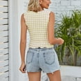 thumbnail image 5 of JANDEL Women's Casual Pleated Round Neck Sleeveless Work Office Blouse Top Beige S-XL, 5 of 7