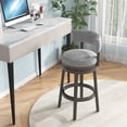 thumbnail image 3 of Gymax Upholstered Swivel Bar Stool Wooden Bar Height Kitchen Chair w/ Back Grey, 3 of 8