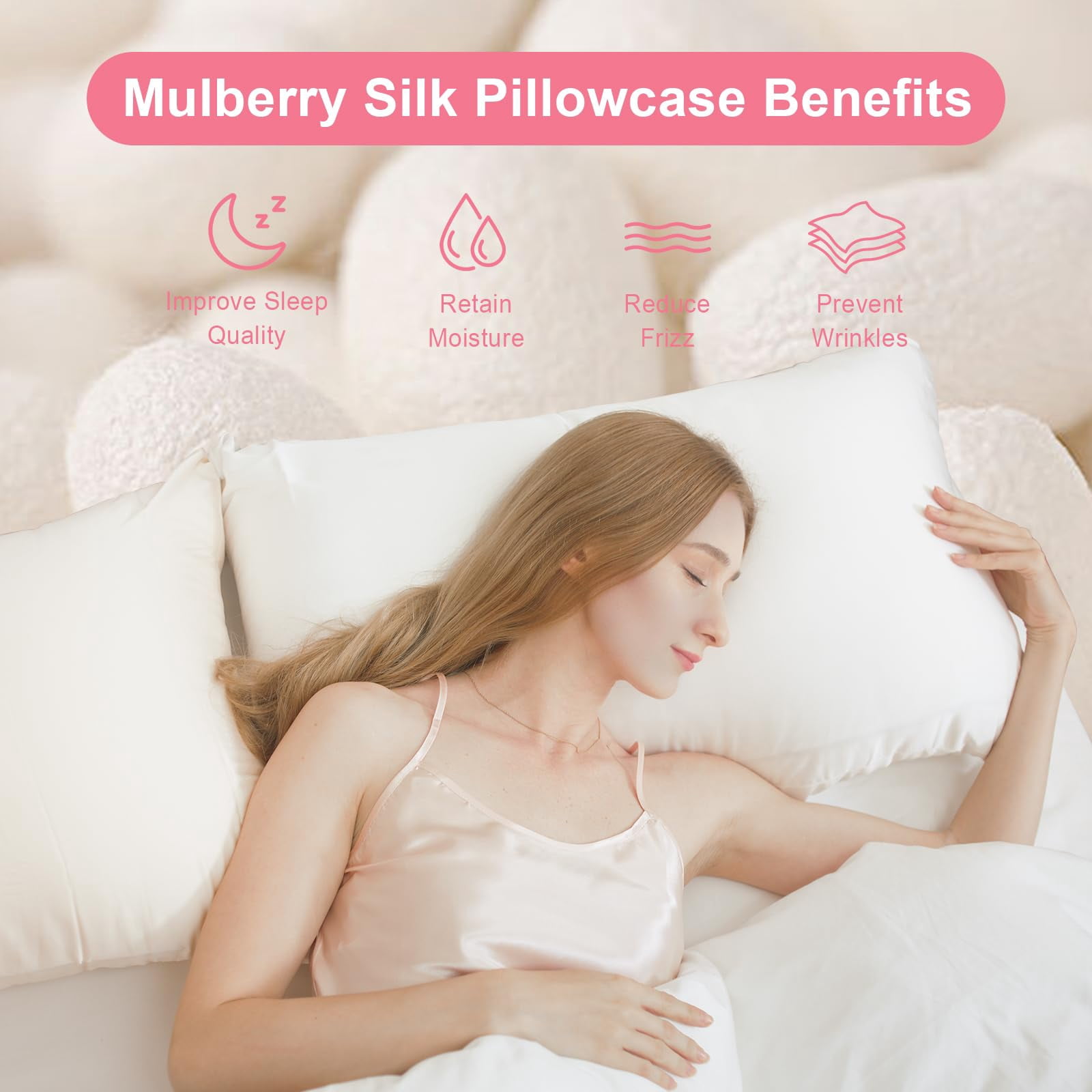 Silk Pillowcase 2 Pack For Hair And Skin  Both Sides 23 Momme Grade 6a+ Mulberry Pillowcases With Zipper Soft&smooth Pillow Cases (red Standard 20*26)