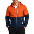 thumbnail image 2 of Water Resistant Color Block Windbreaker Jacket for Men, Adjustable Hood Zip Up Light Coat for Weekend Jogging Sports Orange XXL, 2 of 4