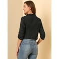thumbnail image 3 of Unique Bargains Women's Chiffon Bolero Shrug Blazer 3/4 Ruched Sleeve Cardigans XS Black, 3 of 6