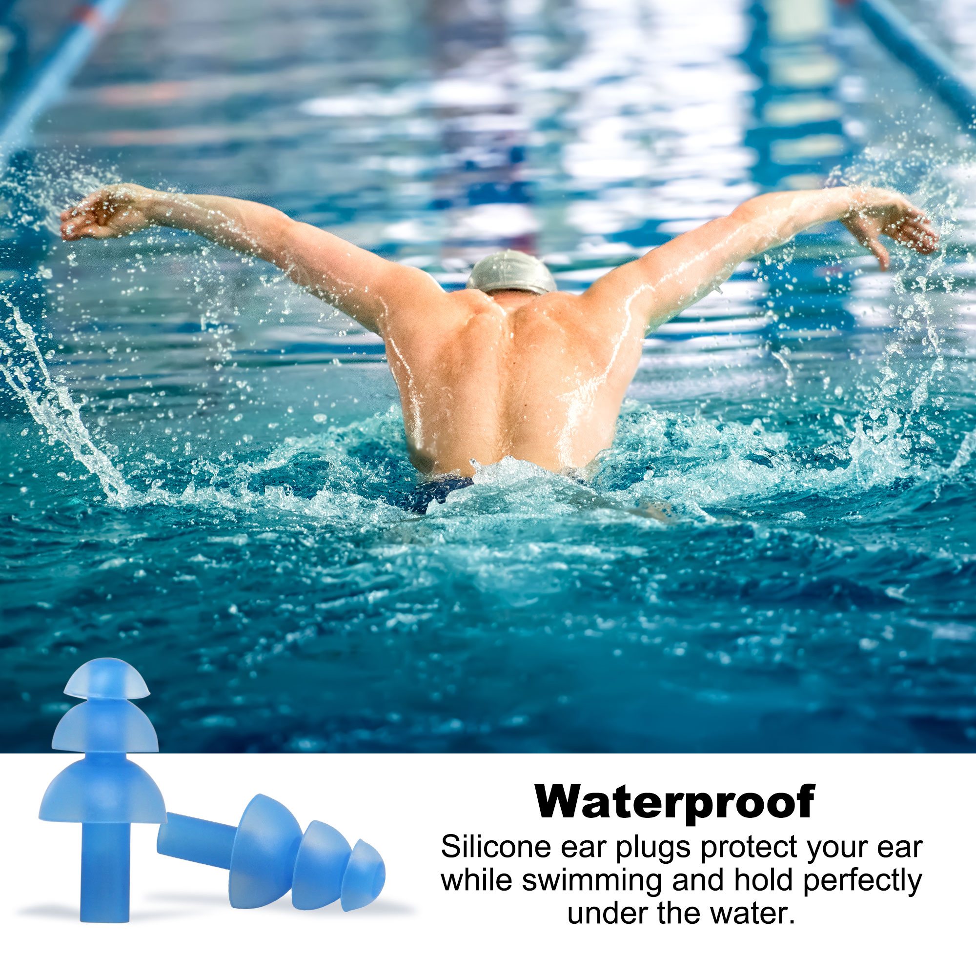 Unique Bargains 3 Pair Waterproof Ear Plugs Soft Silicone Swimming Earplugs for Men Women