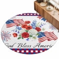 thumbnail image 2 of Round Area Rugs 3.3Ft, 250th Anniversary Floral Non-Slip Washable Circle Rugs Carpet, Red Blue Stars 4th of July Indoor Outdoor Rug Floor Mats Throw Runner for Bedroom Living Room Bathroom, 2 of 8
