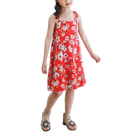 

Eashery Girls Tulle Dress Girl s Floral Print Short Sleeve A Line Dress Ruffle Trim Crewneck Mini Dresses Red 9-10 Years