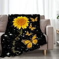 thumbnail image 3 of DAJU Sunflower Butterfly Blanket Gifts for Girls Women Inspirational Throw Blanket for Kids Adults Ultra Soft Cozy Fleece Blanket for Couch Sofa ​Bed(60*80inch), 3 of 6