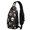 Halloween Skull Heart Star Black Pattern, variant on Halloween Pumpkin Coffin White Pattern Sling Backpack, Cycling Sling Bag with Earphone Port, Adjustable Strap Gift Ideas for Hiking Cycling Walking