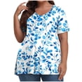 thumbnail image 1 of Camisas de Manga Larga para las Mujeres Cuello Redondo Impreso de Ajuste Suelto, Top de Moda de Verano Sexy para el Uso Diario, 1 of 6