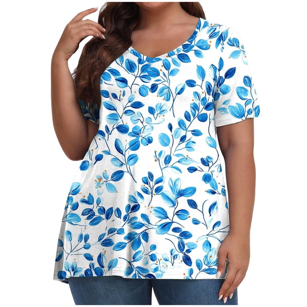 Camisas de Manga Larga para las Mujeres Cuello Redondo Impreso de Ajuste Suelto, Top de Moda de Verano Sexy para el Uso Diario