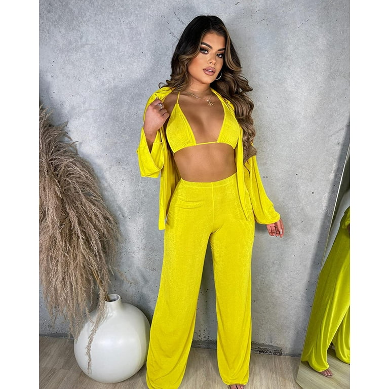 Yellow outlet velvet tracksuit