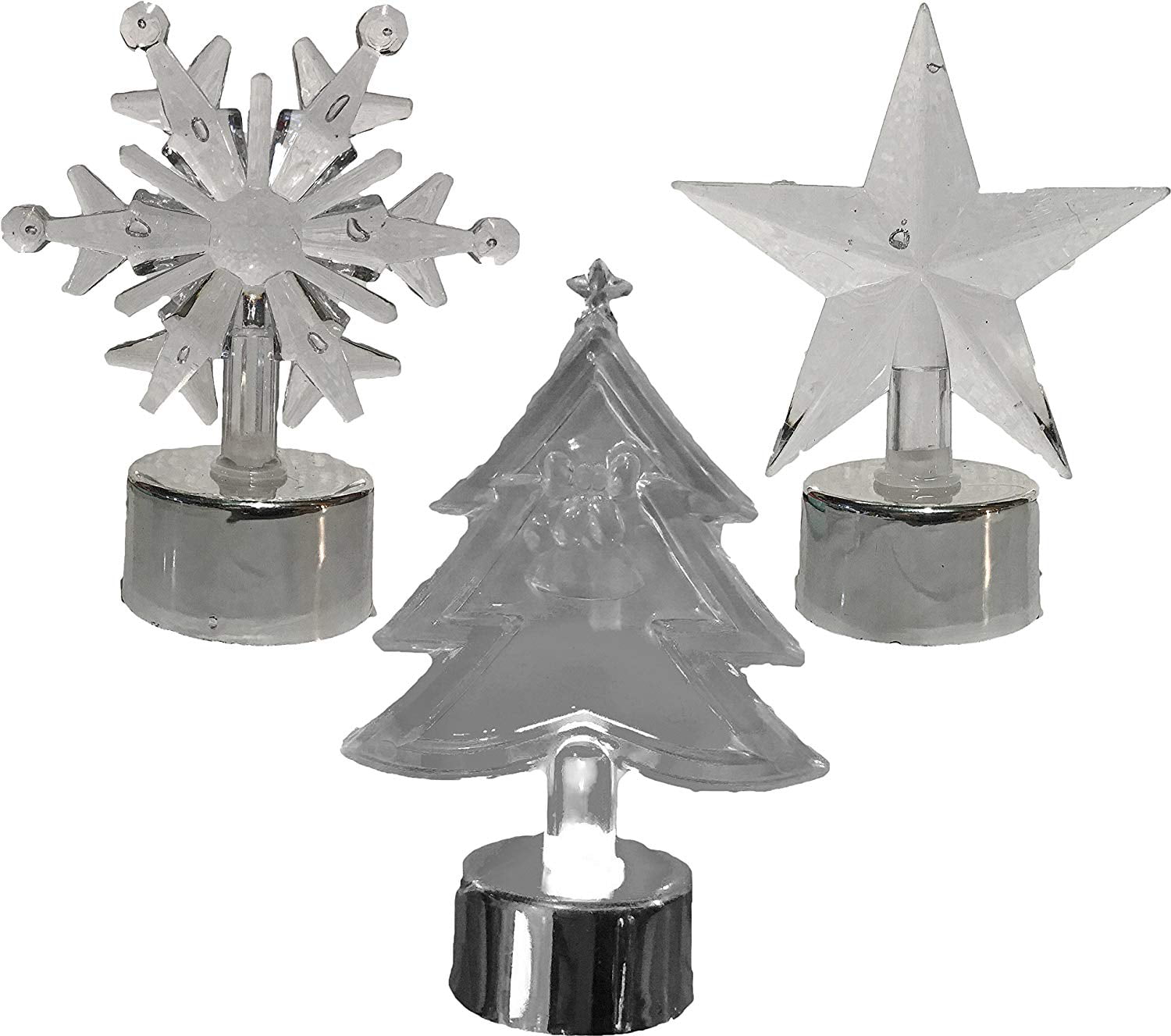 Star Christmas Acrylic LED Light Up Candles & Christmas Tree Snowflake 