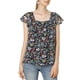 thumbnail image 2 of BLUSA FLORAL PARA MUJER INSPIRADA EN SAN VALENTÍN, CASUAL DE VERANO, CUELLO CUADRADO, MANGA CORTA CON VOLANTES, TALLA 3XL, AZUL MARINO, 2 of 7