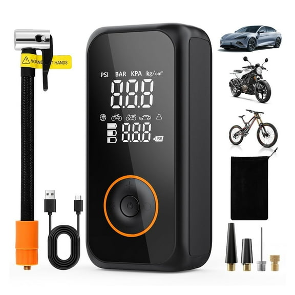 Tire Inflator Portable Air Compressor,3X Faster Inflation Air Pump for Car Tires,150PSI Cordless Electric Air Comperssor with Gauge Pressure and Auto Shut-off,Tire Pump for Car,Bike,Motorcycle,Ball