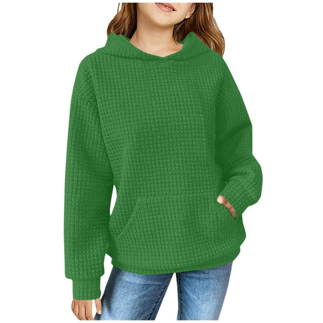 Mgmyaa Girls Hooded Long Sleeve Sweatshirt Round Neck Pullover Tops for 4-11Y