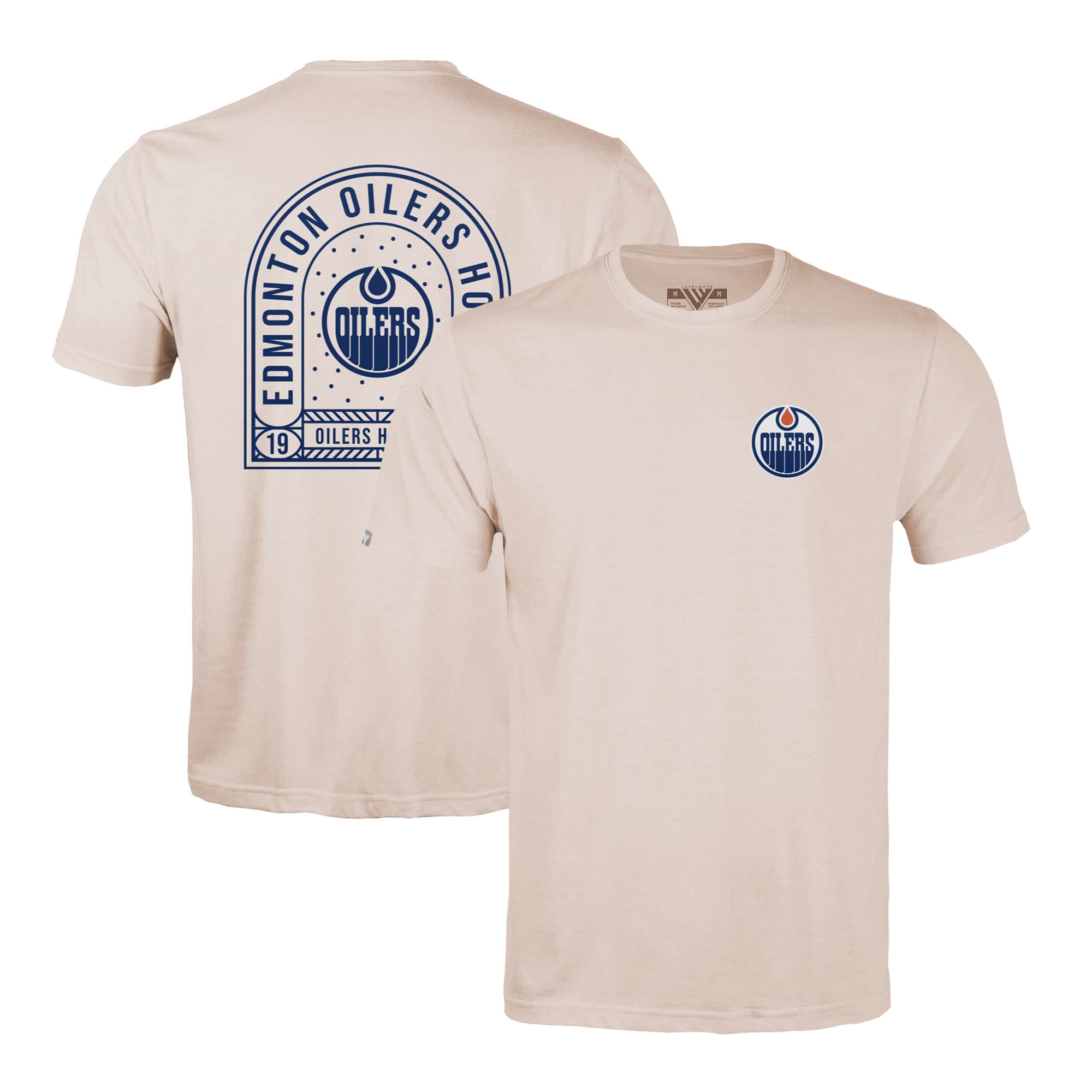 Men's Levelwear Khaki Edmonton Oilers Richmond Stained Glass T-Shirt