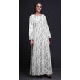 thumbnail image 3 of Bimba Moss Georgette King Fisher Bird Printed Womenâ€™s Long Sleeve Elastic Waist MaxiÂ&nbsp;DressÂ&nbsp;Gown-XSmall, 3 of 5