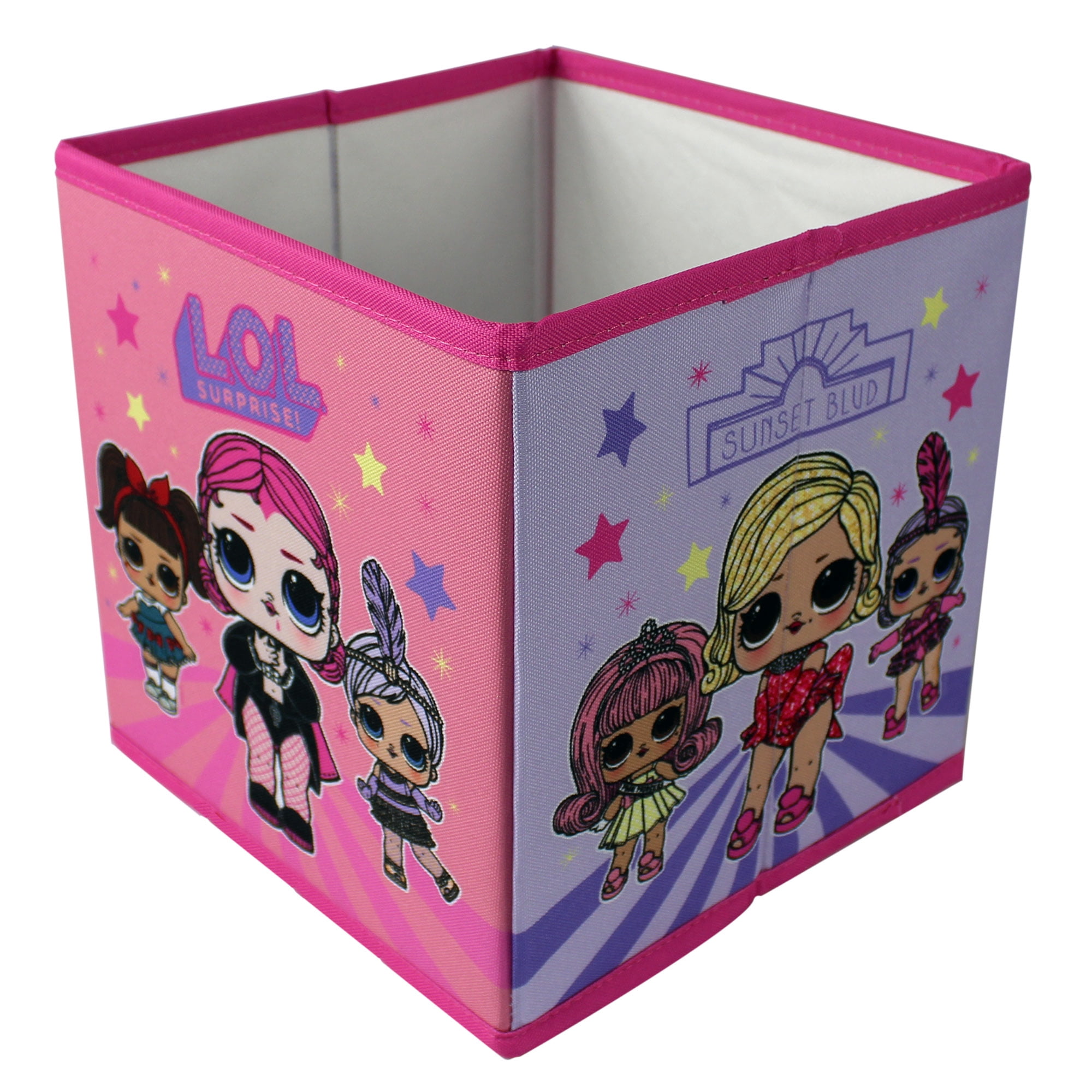 LOL Surprise Kids Plush Throw and Canvas Storage Cube Bin, 2Pc Set, Pink and Purple, MGA