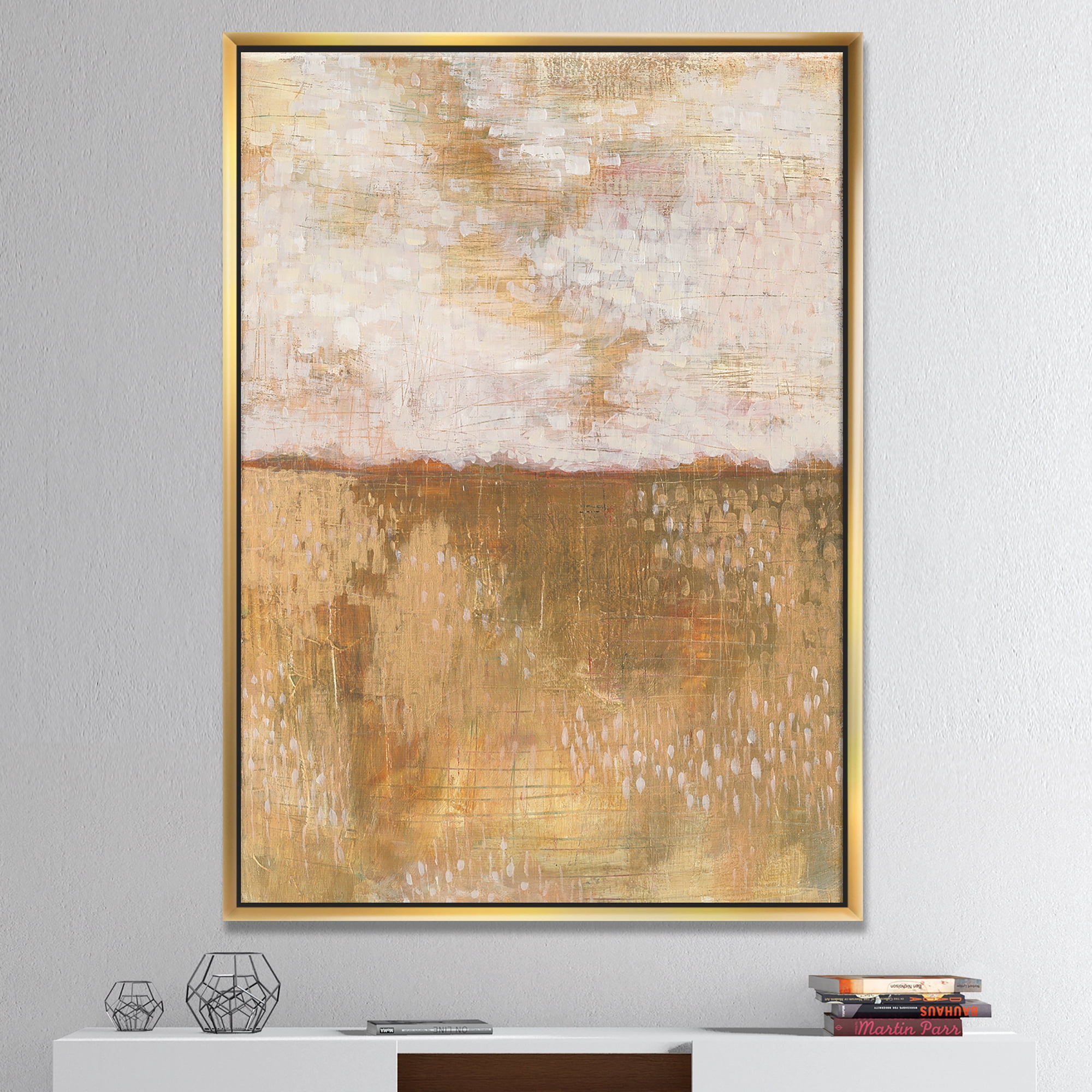 Designart ' Amber Modern Horizon ' Abstract Framed Canvas