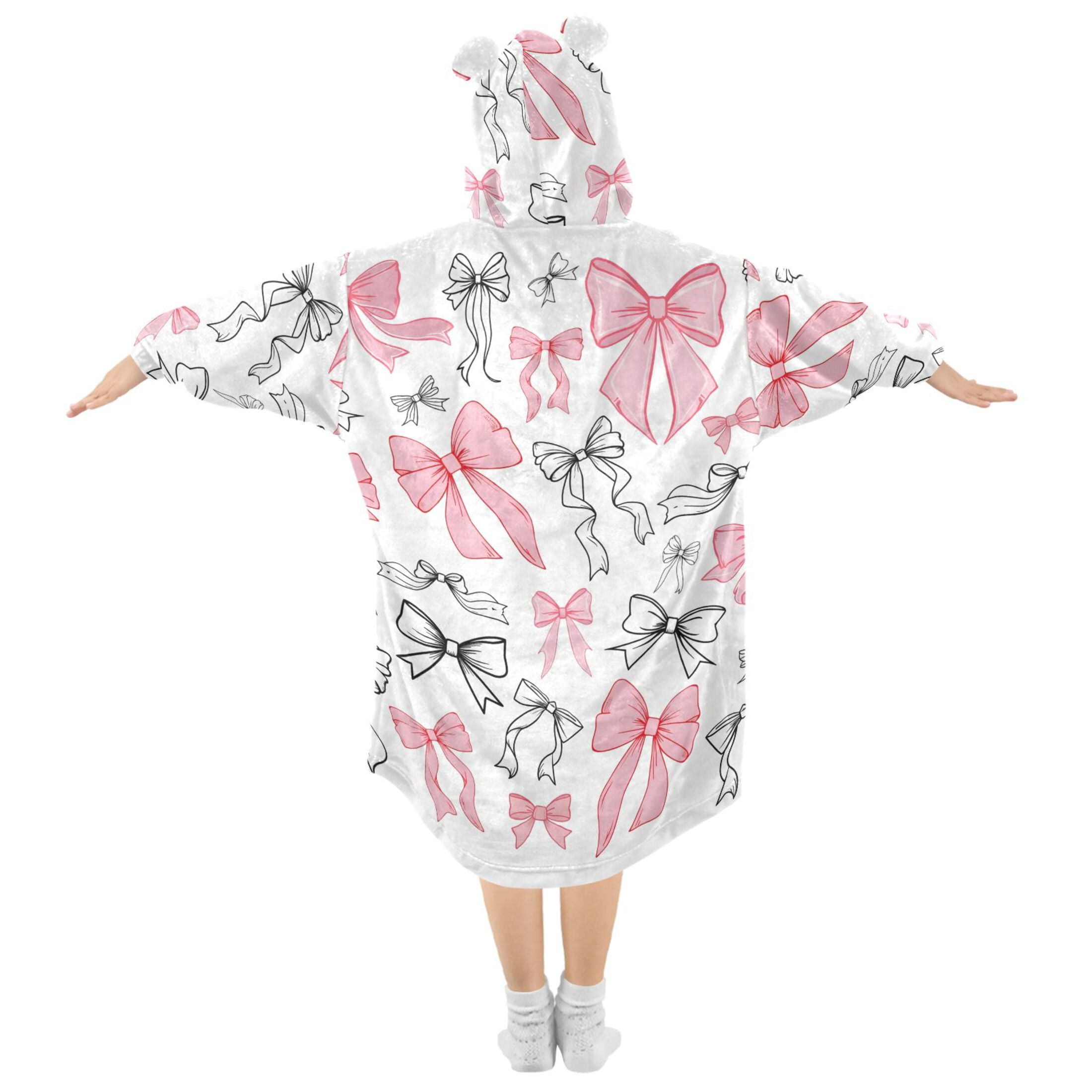 joogoo Wearable Blanket Hoodie Bow1 for Flannel Sherpa Pocket 3-14 YR M