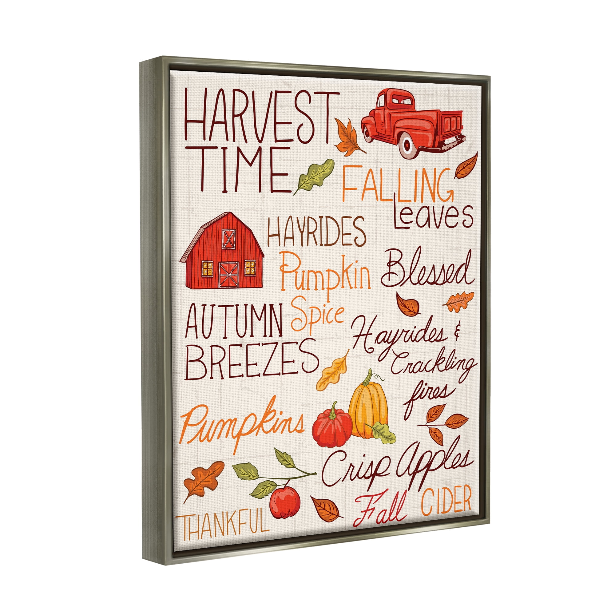Stupell Industries Cozy Fall Activities Botanical & Floral Painting Gray Floater Framed Canvas Art Print Wall Art, 17 x 21