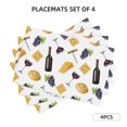 thumbnail image 2 of Placemats Set Of 4 / 6, Wine Cheese Grape Print Placemats For Dining Table Indoor/Outdoors Heat Resistant Washable Placemats 18" X 12", 2 of 8