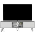 thumbnail image 3 of White Tv Stand For Living Space, Elegant Appearance, Two Open Shelves & Closed Storages, Fits 50 - 59 Inch Tvs, Engineered Wood Radiance Room Stand, Intriguing, Spaces, Achievement, 3 of 4