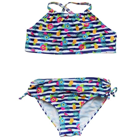 So Sydney Swim Girls' Two Piece High Neck Bikini Swimsuit Bathing Suit