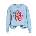 thumbnail image 1 of Gibobby Sudadera con forro polar Mujer Camiseta estampada de talla grande con estampado del día de San Valentín para mujer Top informal de manga larga (Azul, M), 1 of 4