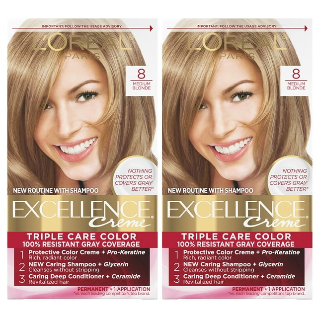 Tinte de pelo L'Oreal Paris Excellence Creme 8 Medium Blonde x2