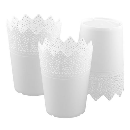 3.5 Inch Desktop Storage - Unique Bargains Home Plastic Desktop Decor Makeup Pen Sundries Holder Storage Basket Box White 3 Pcs