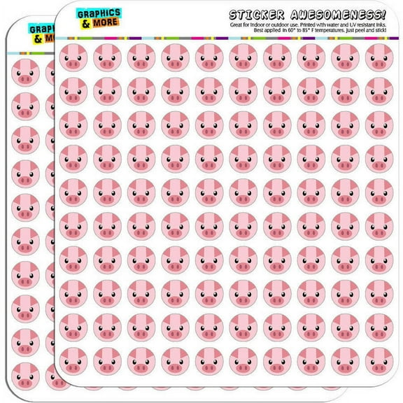 Pig Face Farm Animal 200 1/2" (0.5") Planner Calendar Scrapbooking Crafting Stickers