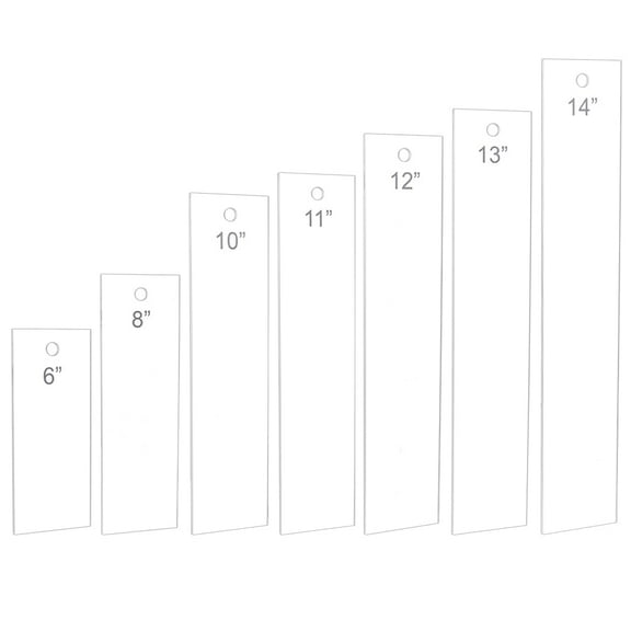 7PCS Acrylic Ribbon Rulers 6 8 10 11 12 13 14 Inch Rectangle Quilting Rulers Ribbon Tail Measuring Tool for DIY Tailor Craft Tool Drawing Measuring Supplies