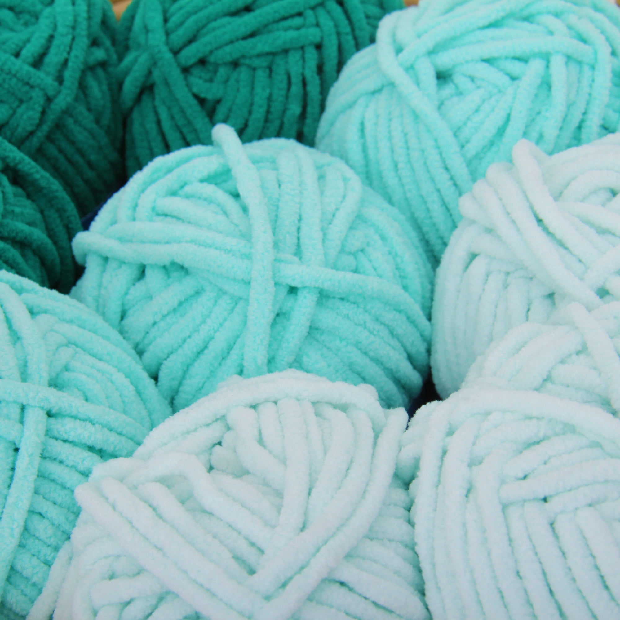 ThreadArt Chenille Yarn Set for Crocheting, Knitting, Amigurumi, Super Soft Plush Velvet Yarn - Bright Colors - Pack of 5 Skeins - 50 Gram 60 yds #5 Fluffy Yarn Skeins - Plush Yarn